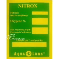 AQUALUNG Autocollant étiquette Mélange Nitrox Aqua Lung